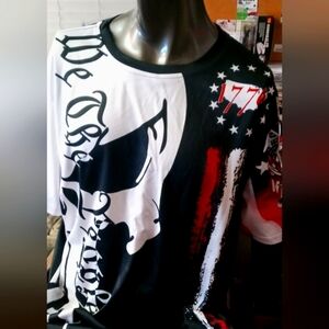 Men's Black & White Graphic Tee with Patriotic 1776 Design